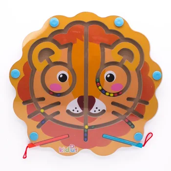 

Children's Educational Wooden Toys Children Wooded Magnet Maze Puzzle Lion Head Pattern Games Early Education Tools