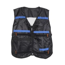 Top Tactical Vest For 12 Darts and 4 Ammo Clips In Nerf Elite N Strike Games Black