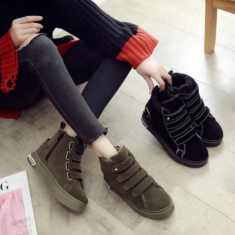 

2019 New women Casual Shoes Flat platform shoes Winter warm with fur sneakers Round Head Thick Bottom cotton shoes LG-3333