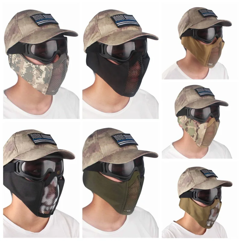 

PipiFren CS Airsoft Mask Half Face Airsoft CS Game Paintball Mask for Outdoor Ear Protection Foldable Breathable masker