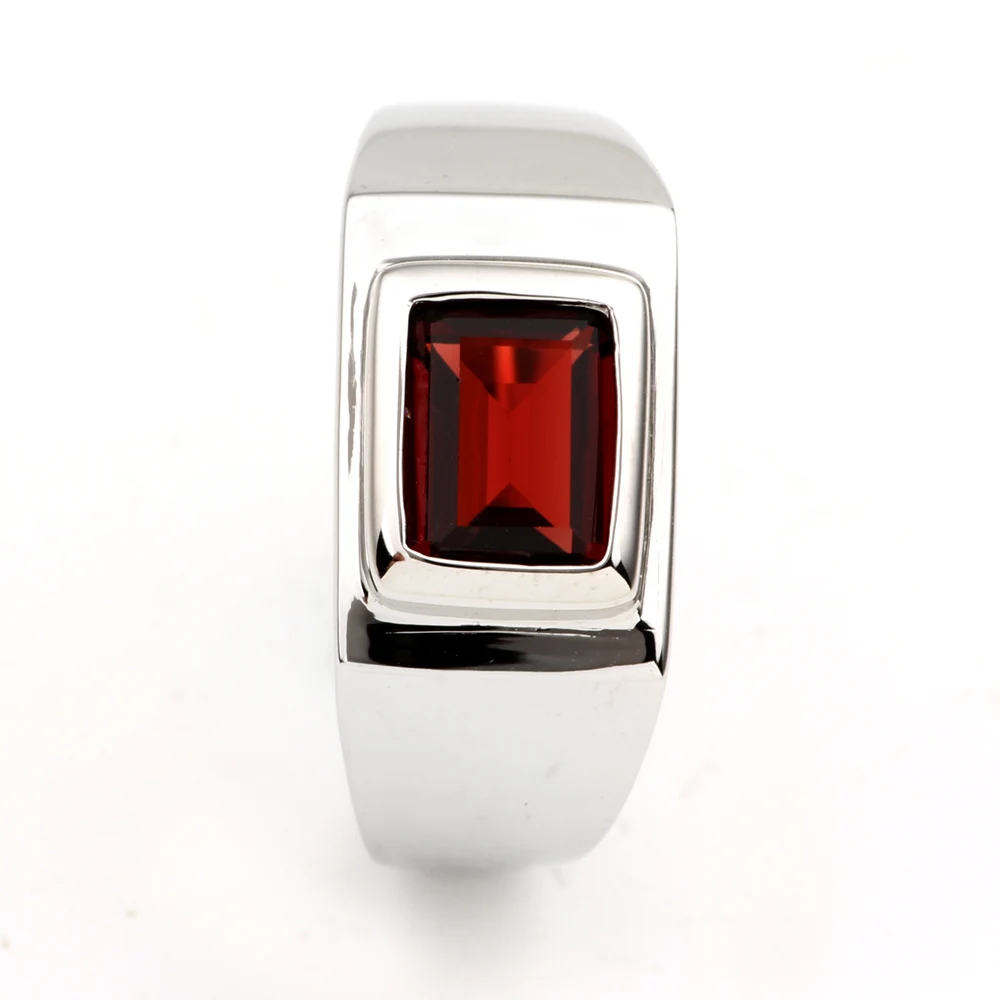 925 Серебряное кольцо для мужчин красный гранат 7x9 мм драгоценный камень Невидимый зубец Установка января Козерога камень подарок на день отца R509RGN