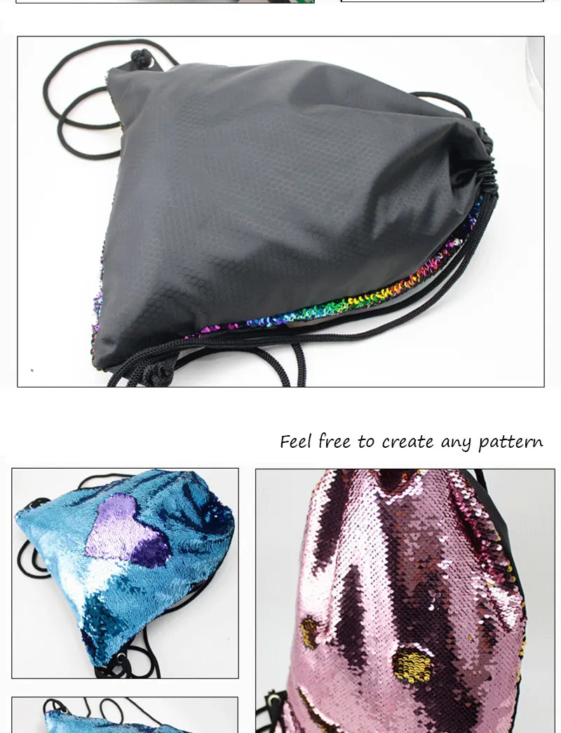 Популярный модный рюкзак «двухцветная блестка+ водонепроницаемая ткань Оксфорд» дорожная мягкая женская сумка на шнурках «Харадзюку» дорожная сумка