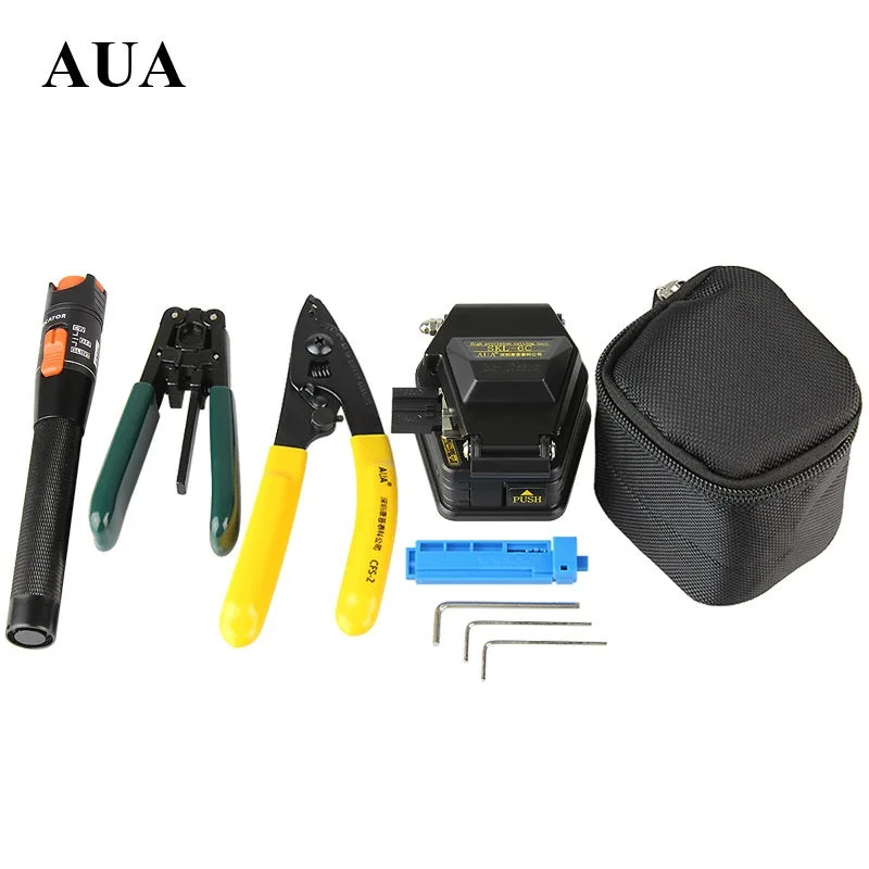 

Free shipping Fiber Optic Tool 5 in 1 FTTH Splice fiber optic tool kits Fibre stripper SKL-6C fiber cleaver Visual Fault Locator