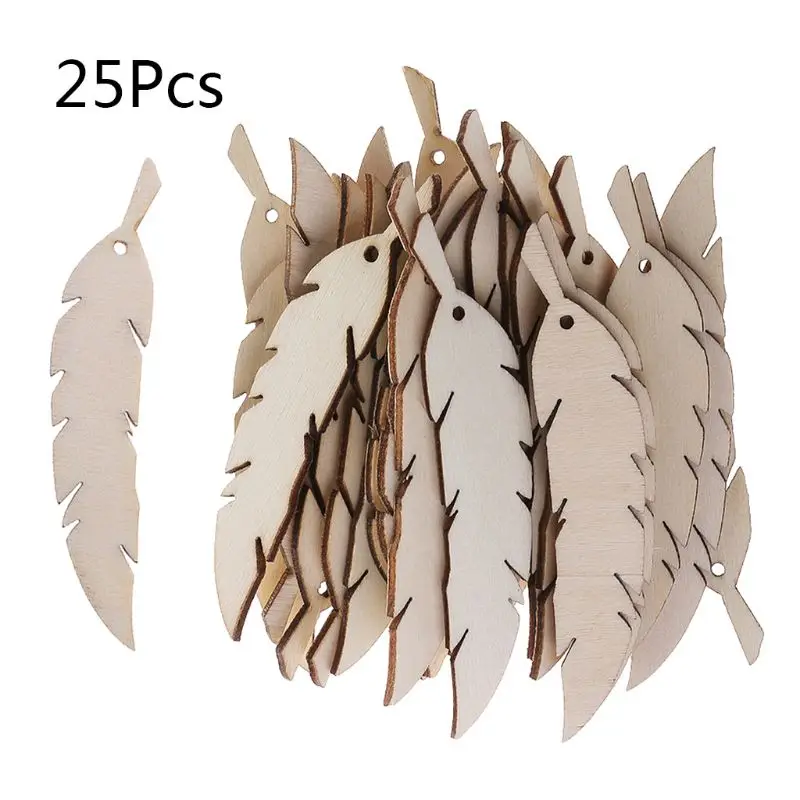 

25pcs Cut Wood Fear Embellishment Wooden Shape Craft Wedding Decor