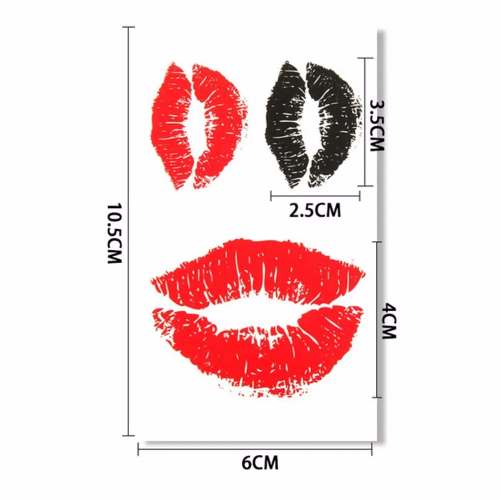 Лидер продаж 2 шт. черный, красный съемный Водонепроницаемый татуировки Стикеры сексуальные губы татуировки Временные Средства ухода за