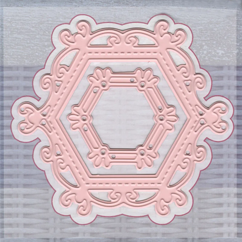 

YaMinSanNiO Frame Craft Dies Set Hexagon Lace Metal Cutting Dies New 2019 Dies Scrapbooking for Card Making Embossing Stencil