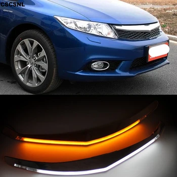 

CSCSNL 2PCS Car Headlight Eyebrow Decoration For Honda Civic 2011 2012 - 2015 With Turn Signal 12V DRL Daytime Running Light