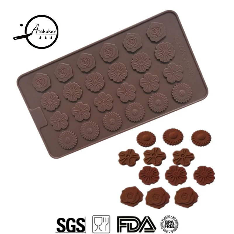 

Atekuker Mini Flower Silicone Molds For Chocolate Sugar Paste Cake Decorations Ice Moulds Silicone Form For Sweets Candy DIY