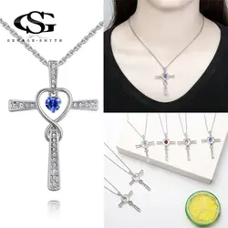GS 100% Swarovski хрустальный крест ожерелье Дамская Мода длинноцепочечный котел Цепочки и ожерелья s очаровательный хрустальный кулон подарок