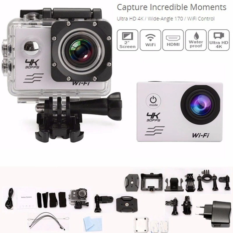 

High Quality SJ8000 4K Ultra HD WiFi 2.0'' LCD Sports Action Cam 30 Waterproof Mini DV Camera FPV Mini Camera