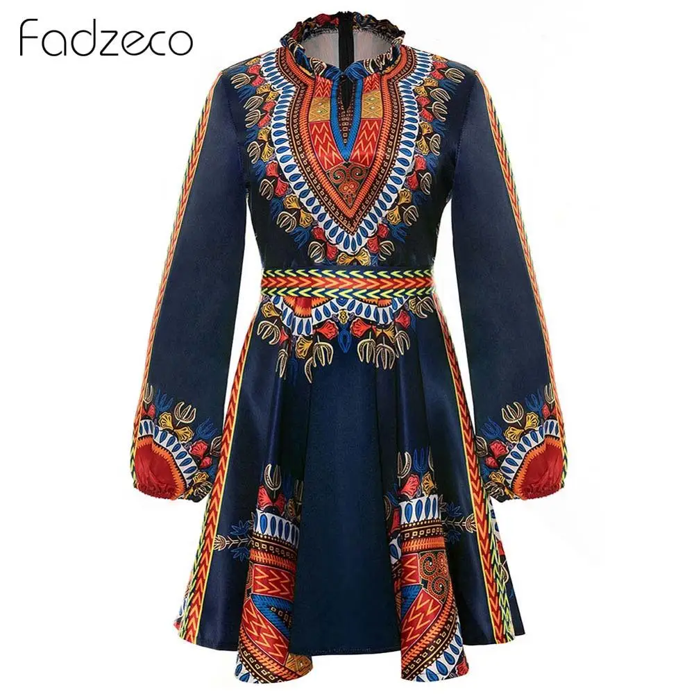 Женское ТРАПЕЦИЕВИДНОЕ ПЛАТЬЕ Fadzeco с традиционным африканским принтом Дашики