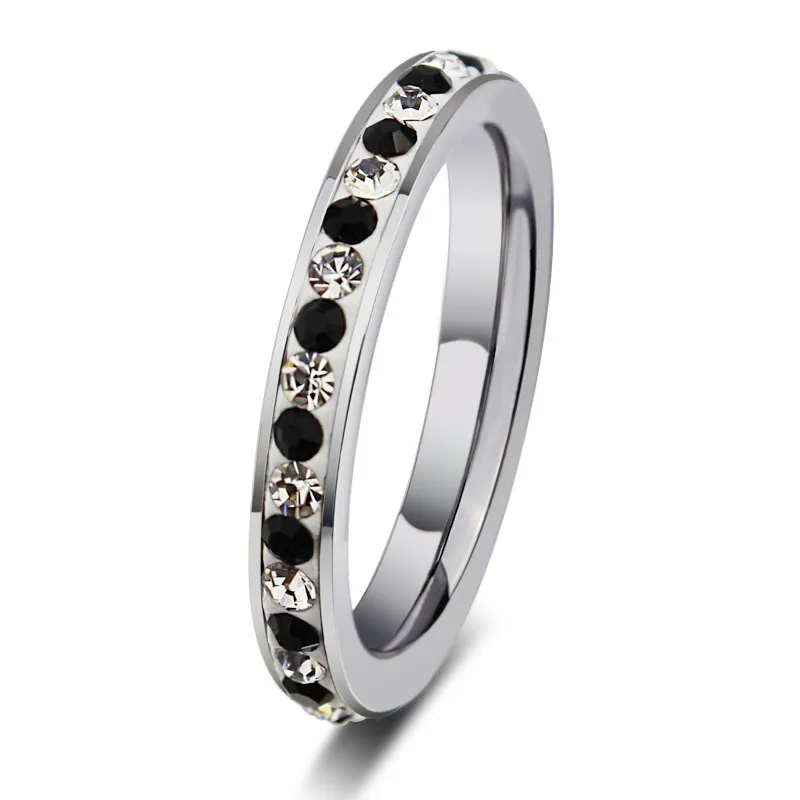 4MM Stainless Steel Ring Band Color Crystal Rhinestone Women Men Wedding Cocktail Graduation Class Xmas Gift wedding rings,finger rings,womens ring,jewelry rings,ring jewelry,couple rings