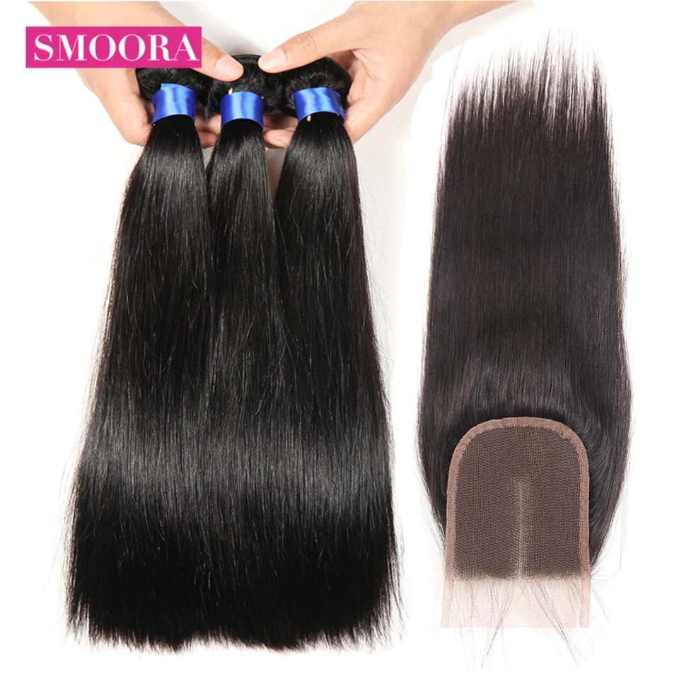 Peruvian Virgin Hair Straight 3 bundle with Closure
