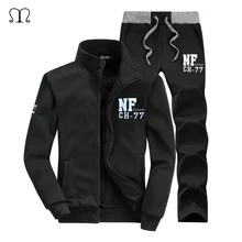 Sweatshirt Männer Trainingsanzug Set Schweiß Neue 2017 Marke Herbst Winter 2 STÜCKE Stehkragen Fleece Patchwork Lässige Herren-anzüge Hoodie männer