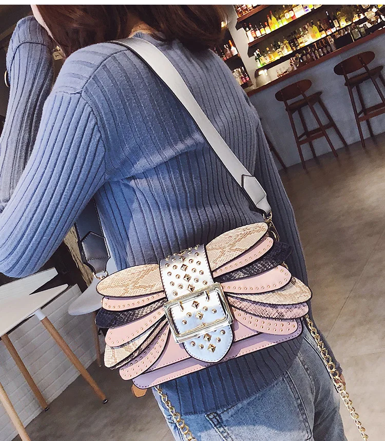 Женская дизайнерская сумка, модная новая сумка высокого качества из искусственной кожи, женская сумка-тоут с заклепками, сумки на плечо, сумка-мессенджер на цепочке