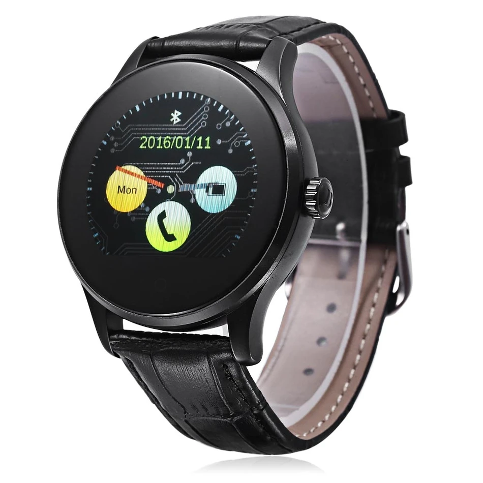 K88H Смарт часы ips круглый экран Поддержка монитор сердечного ритма Bluetooth smartWatch для Iphone huawei IOS Android - Цвет: Black
