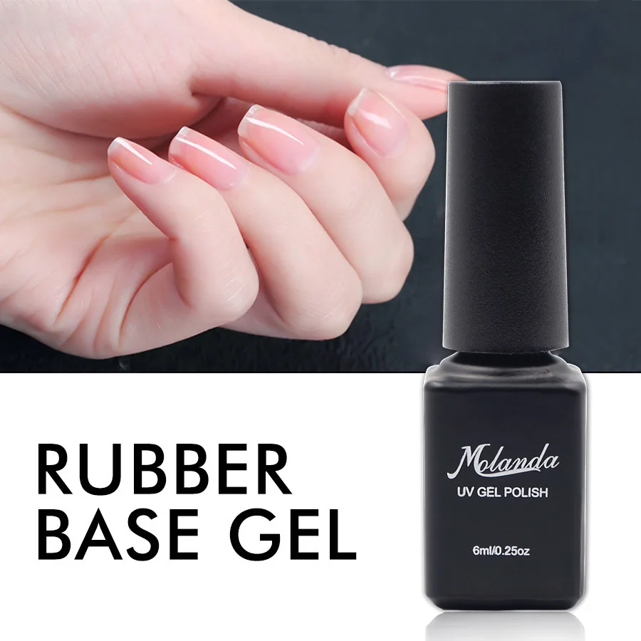 

Molanda New Rubber Base Coat Matte No Wipe Top Coat Fingernail 6ML Soak Off UV LED Gel Nail Polish Varnish Primer Foundation