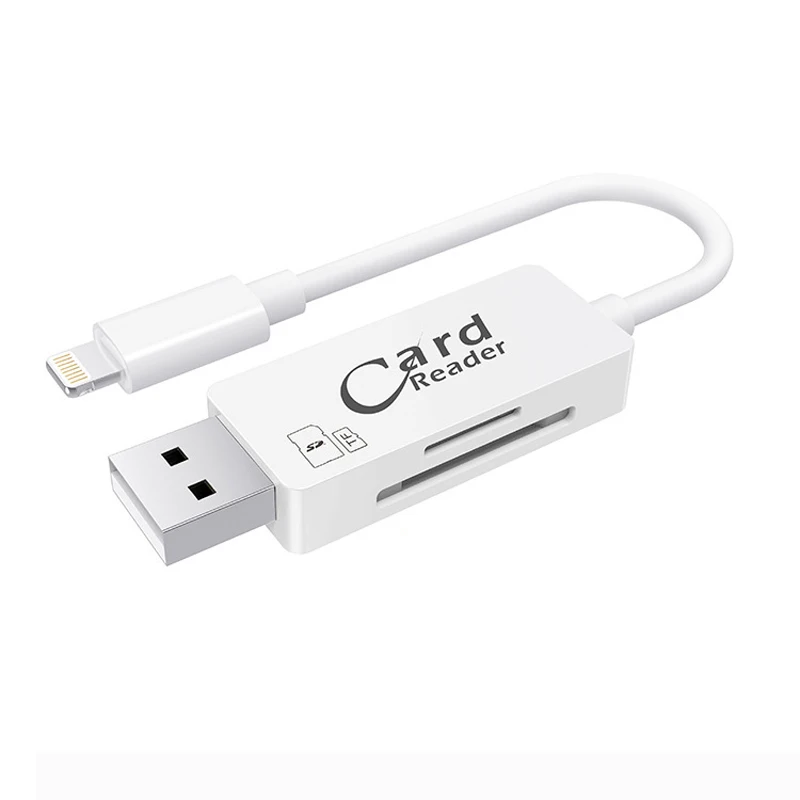 IUSB Pro 2 в 1 USB устройство для чтения карт памяти TF Micro SD карта OTG USB кабель адаптер Lightning SD адаптер для iPhone 5 5S 6 6S 7 8 Plus - Цвет: Белый