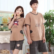 Летние хлопковые Пижамные комплекты, парные пижамы, женские пижамы, пижама hombre Masculino, пижама с рисунком медведя, мужские пижамы, домашняя одежда