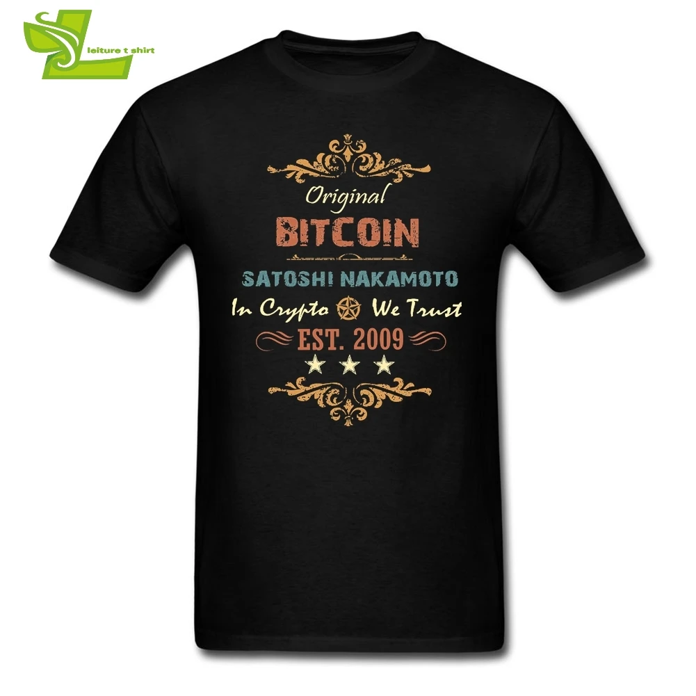 Plus Size Bitcoin Vintage Design CryptoCurrency T Shirts O Neck Short Sleeve T-Shirt High Quality Men's Oversized Tees Cotton | Мужская