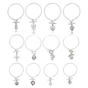 

HENGSHENG 12PCS Bracelet Sets Pearl Oyster Fitting with 1 PC Real Oval Pearl in Pendant