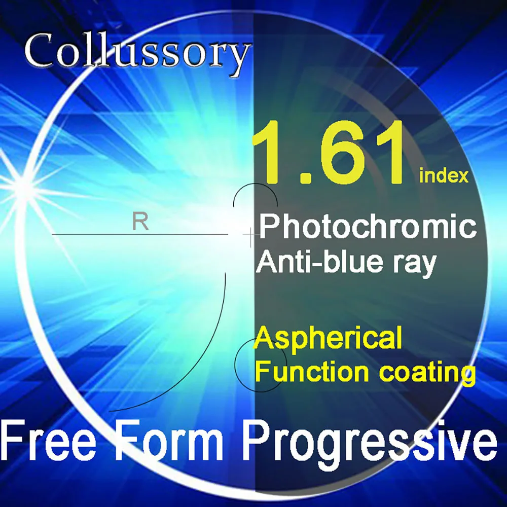 1.61 Index Aspherical Optical Free Form Progressive Anti blue Ray ...