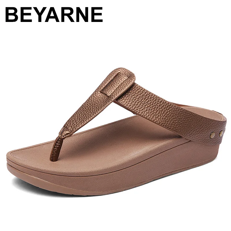 BEYARNEWomen's Flip Flops Fashion T-Shaped Platform Slippers Ladies Casual Beach Sandals Outdoor Slides Summer Holiday Slipppers