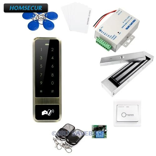 

HOMSECUR Waterproof Touch Keypad ID Metal Access Control System + 2 Remote Controls + HOMSECUR Exit Button