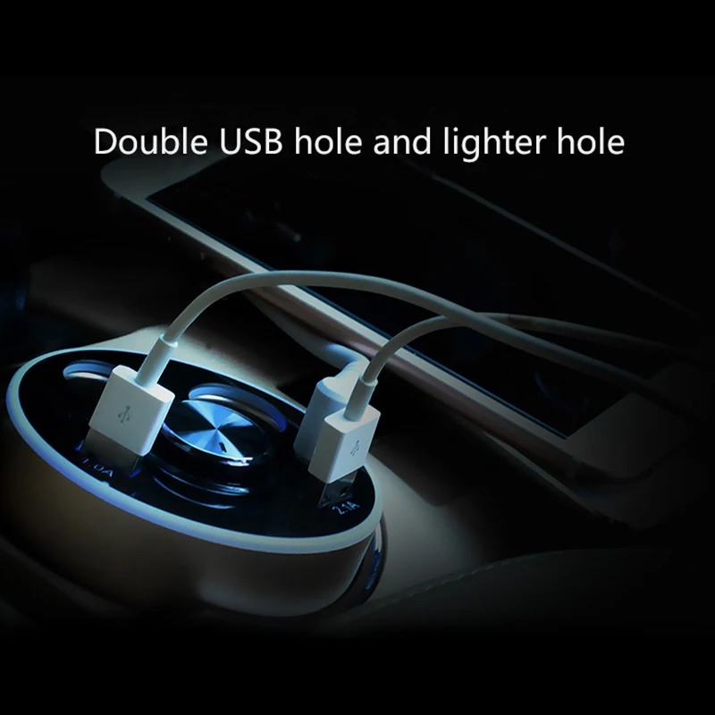 Mobile Phone Tablet Multi Socket Auto Energy Cup with Wireless Earphone Dual USB Car Charger Ports Power Adapter with Switch