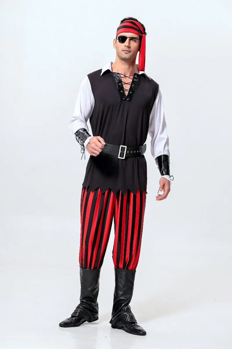 Взрослый мужской пиратский костюм для Хэллоуина, костюм для косплея Пираты Карибского моря