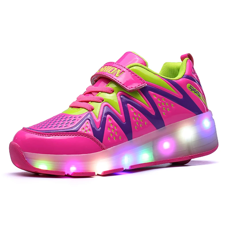 С светодиодный обувью для детей; модные детские кроссовки из искусственной кожи; Спортивные Повседневные светящиеся кроссовки для мальчиков и девочек; размеры 28-41