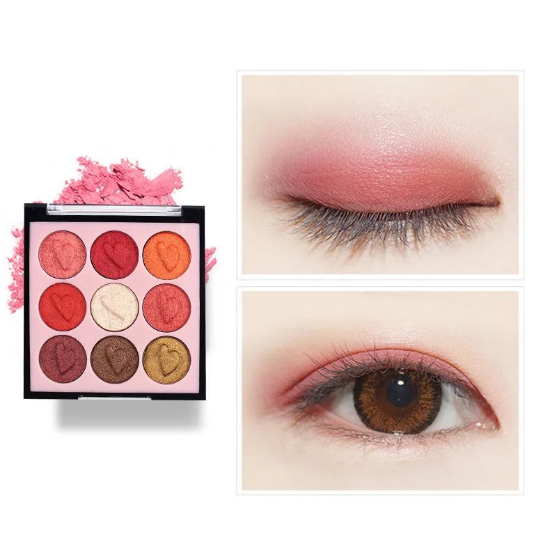 

Eyeshadow Palette Makeup Cosmetics Diamond Glitter Metallic 9 Color Nude Creamy Pigmented Professional Mini Shadow Kit