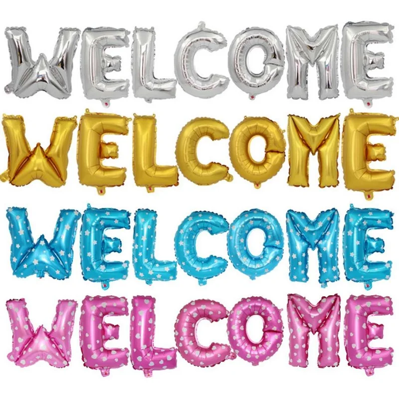 

16inch Letter WELCOME Foil Balloons Supermarket Store Decoration Alphabet Air Happy Birthday Party Wedding Celebrations Supplies