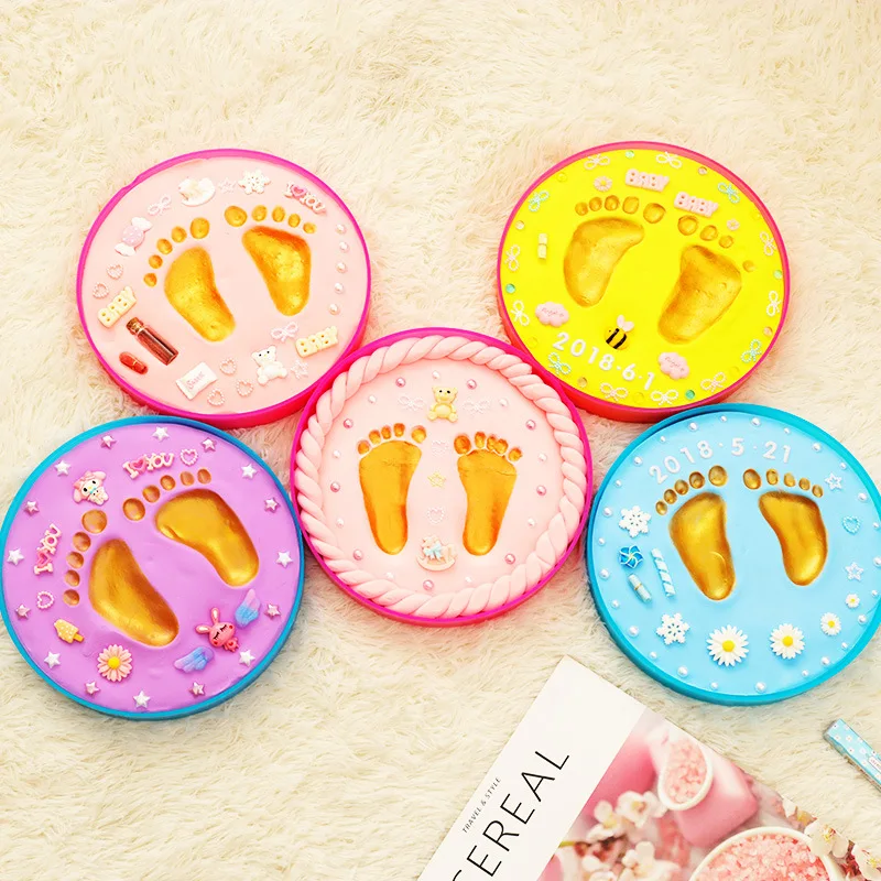

DIY Baby Hand Print Footprint Imprint Kit Baby Handprint Mud And Foot Print Souvenirs Baby Hand And Foot Mold Hundred Days Gift