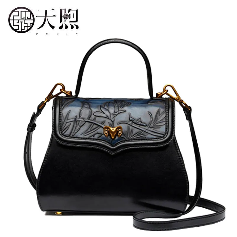 Umhängetasche red Geprägt Winter Blue Pmsix Schulter Handtasche Designer Leder Und Herbst Wine Vintage Mini aw1Tgq