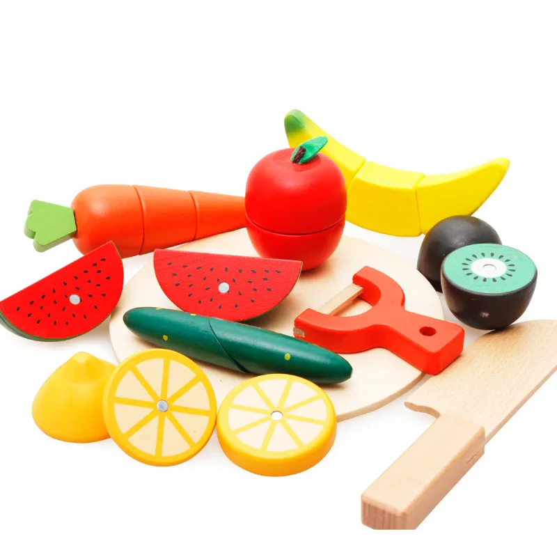 Cook Cosplay Children Toys Wood Kitchen Food Fruit Vegetable Cutting
