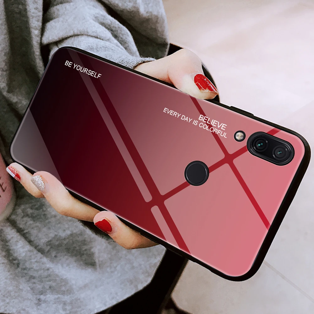 

For Xiaomi Redmi Note 7 Case Gradient Tempered Glass Protective Cover For Redmi 6 Pro 6A 5 Plus Note 5 6 Pro 7 Color Shell Coque