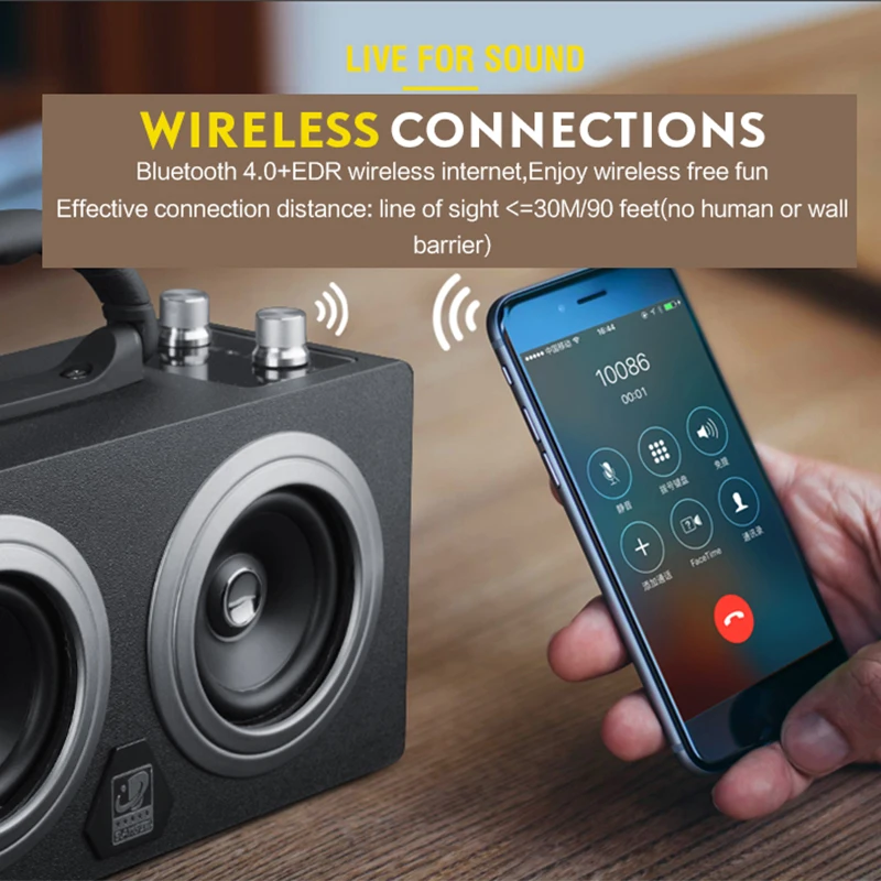 Беспроводная деревянная Bluetooth Колонка 4 0 20 Вт бас портативная мини для улицы