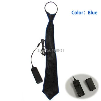 

Free Shipping Role Play Dark Party Decor Bright Blue EL Cable Rope Necktie Novelty Lighting Neon Led Light Up Tie by Converter