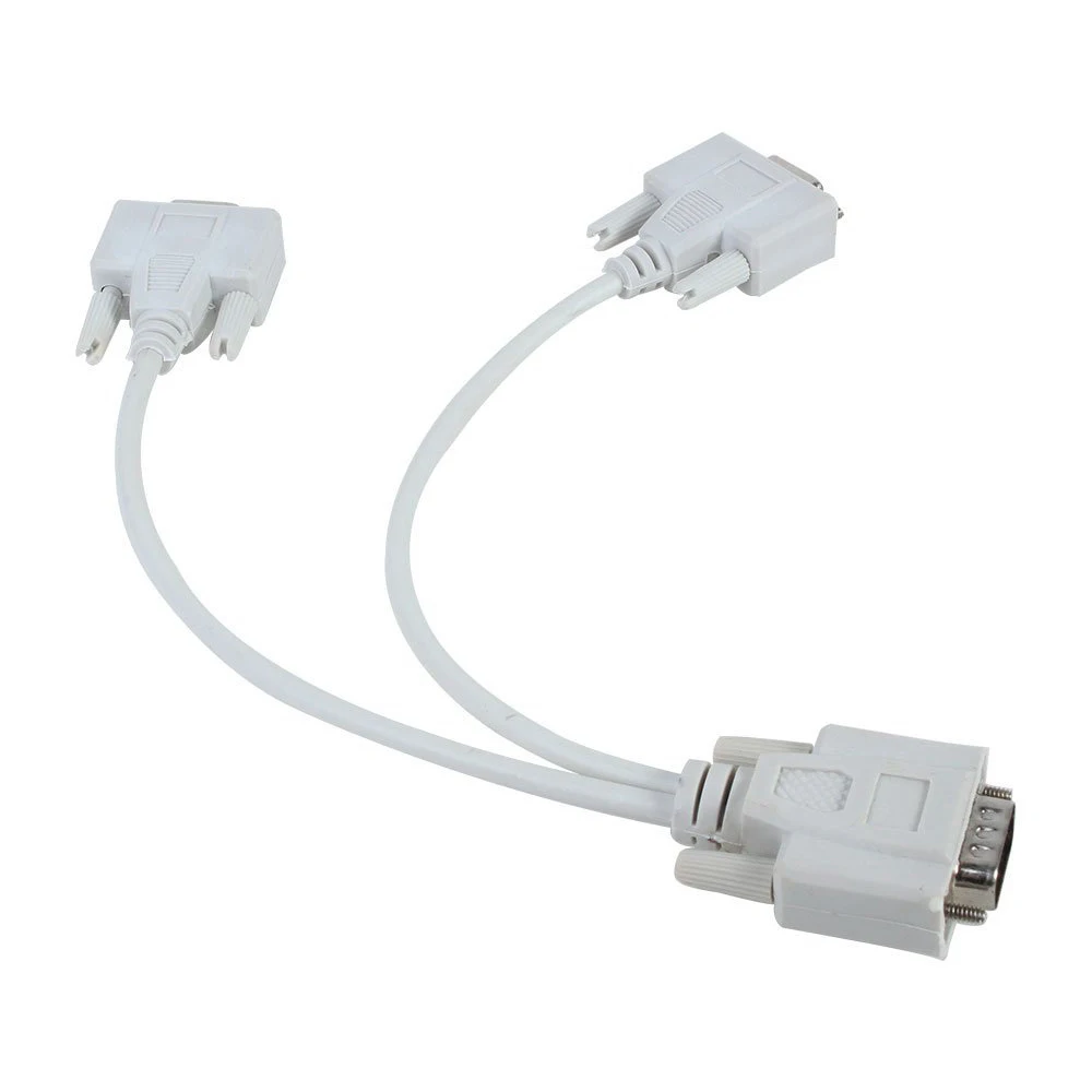 

Video Monitor VGA and Splitter Cable 1 Male to 2 Female Video Splitter Cable (White)