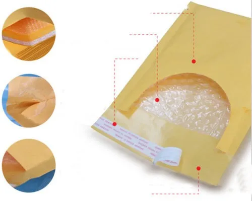 122*178 мм 4"* 70" крафт-пузырьковый почтовый конверт мягкий поли-Мейлер самоуплотняющийся почтовый пакет желтый мешки 30