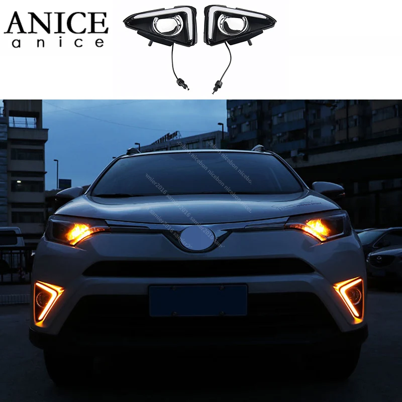 

2PC front fog lamp Daytime Running Light DRL FIT FOR TOYOTA RAV4 2016-2018