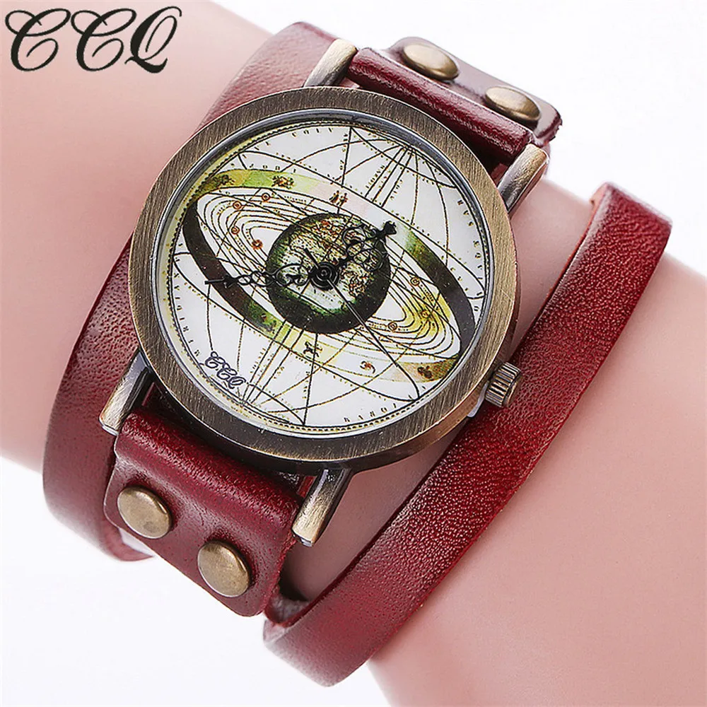 

CCQ Brand Watch Women Luxury Eye Dress Watches Women Gold Bracelet Halloween Gift Leather Quartz Wristwatches 533