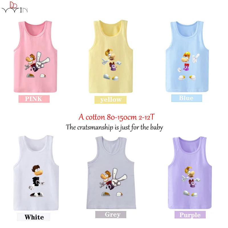 

Kids Clothes Rayman Legends Cartoon animation Baby sleeveless Children's vest Clothing Boys or girls t shirts