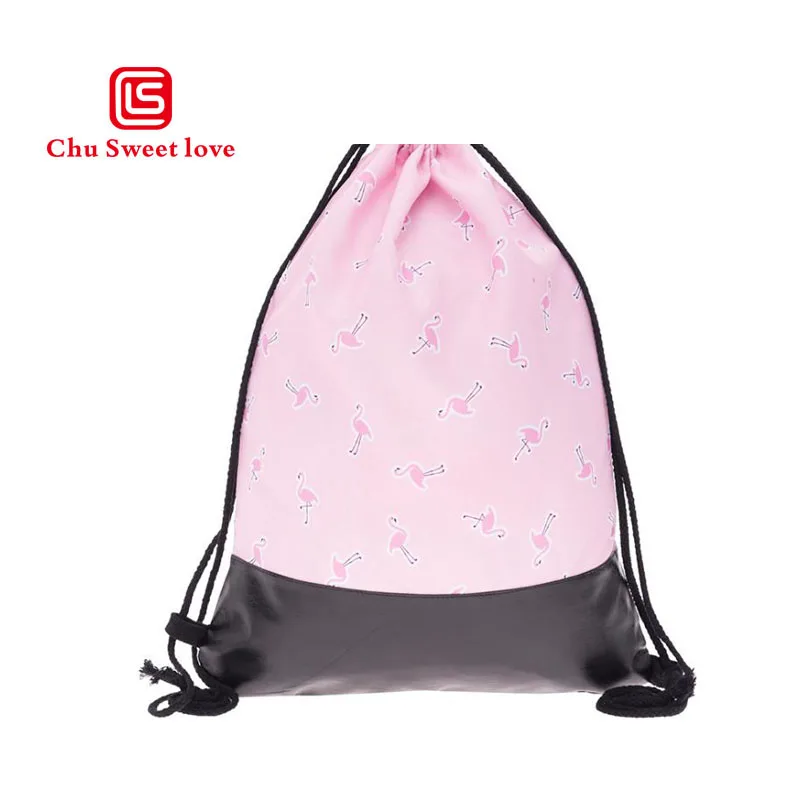 

Pink Drawstring 3D Printing Flamingo Drawstring Rucksack Women Daily Casual Girls Rucksack Fashion Personality Drawstring Bag