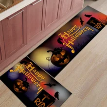 2 шт. кухонные подстилки И КОВРИКИ НАБОР современный Счастливый Хэллоуин домашний декор Нескользящая зона бегун входной коврик