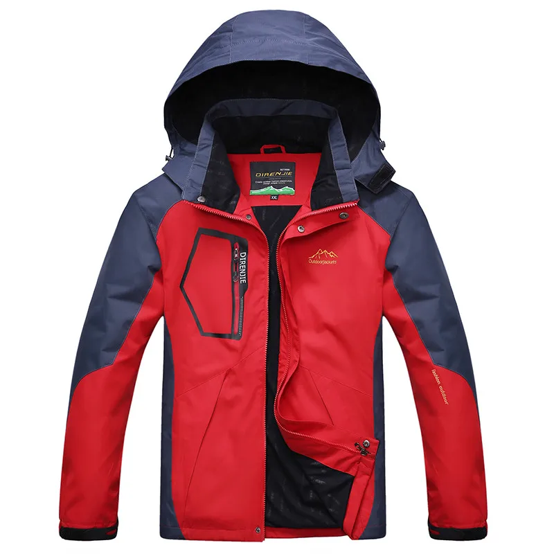 Новинка, водонепроницаемая ветровка, куртка для мужчин, верхняя одежда для туризма, горы, весна-осень, ветрозащитная тактическая куртка для мужчин, Мужское пальто с капюшоном, 5XL - Цвет: Red Thin