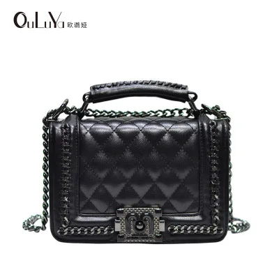

Fashion net red fairy microfiber leather handbag ins rhombic chain female shoulder Messenger bag