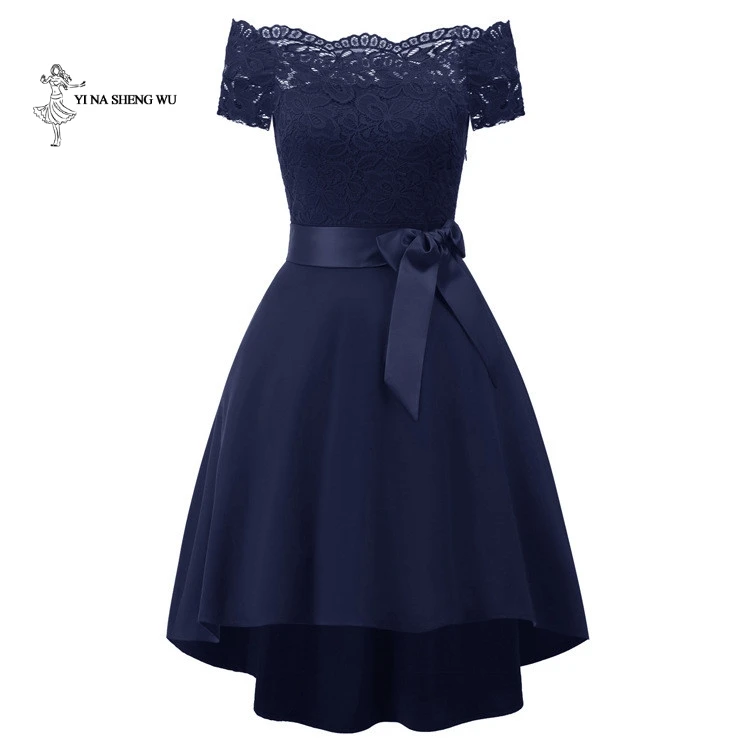 Женское модное кружевное вечернее длинное платье на одно плечо с коротким рукавом, вечерние платья, высококачественный ужин, Клубные Бальные платья