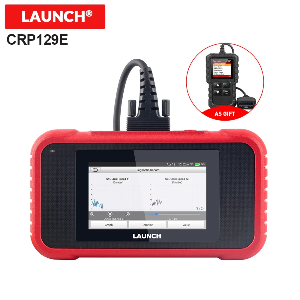 

LAUNCH x431 CRP129E OBD2 Auto Scanner Engine ABS SRS AT Brake Oil SAS ETS TMPS Reset free update good than CRP129 CR3001 as gift